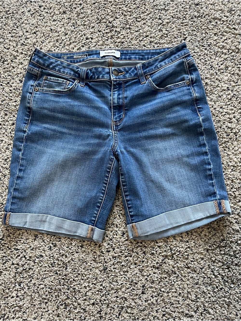 Sonoma Cuffed Denim Bermuda Shorts - Sz 12